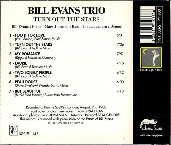 The Bill Evans Trio : Turn Out The Stars (CD, Album)