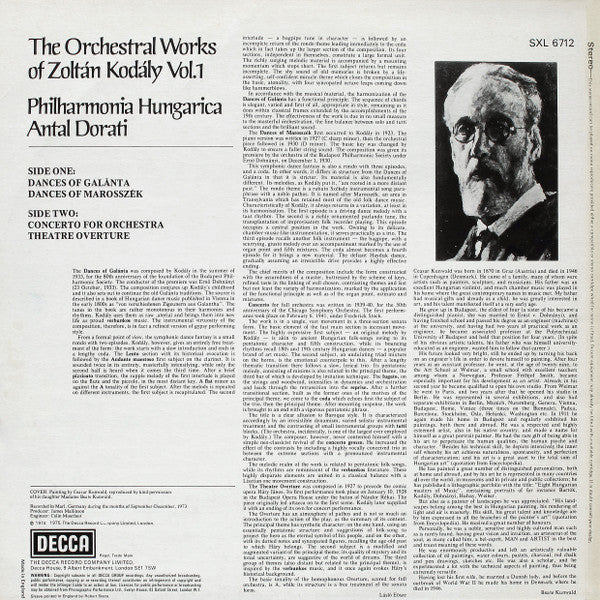 Zoltán Kodály, Philharmonia Hungarica, Antal Dorati : The Orchestral Works Of Zoltán Kodály Vol.1 (LP)