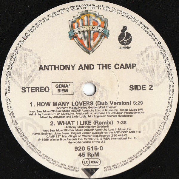 Anthony And The Camp : How Many Lovers (12")