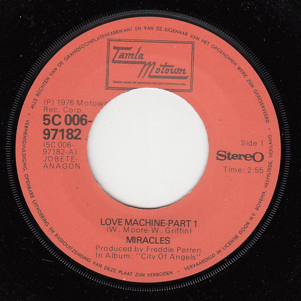 The Miracles : Love Machine (7", Single)