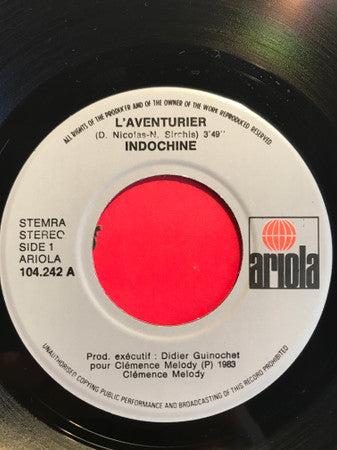Indochine : L'Aventurier (7", Single)