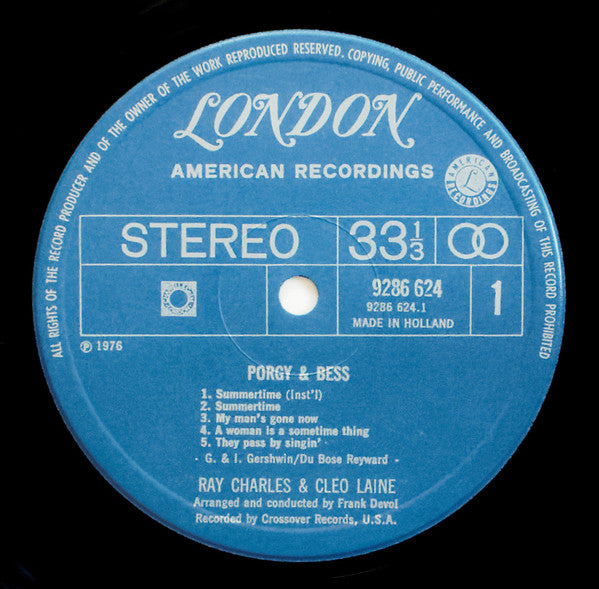 Ray Charles & Cleo Laine : Porgy & Bess (2xLP, Album, Gat)