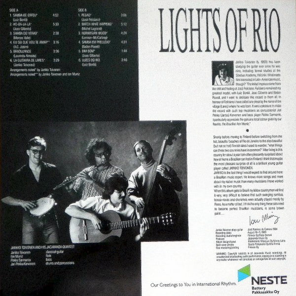 Jarkko Toivonen (2) And The Jacaranda Quartet : Lights Of Rio (LP, Album, Promo)
