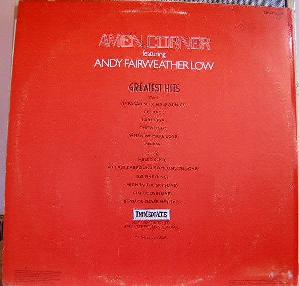 Amen Corner Featuring Andy Fairweather-Low : Greatest Hits (LP, Comp)