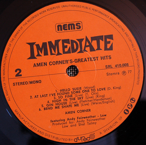 Amen Corner Featuring Andy Fairweather-Low : Greatest Hits (LP, Comp)