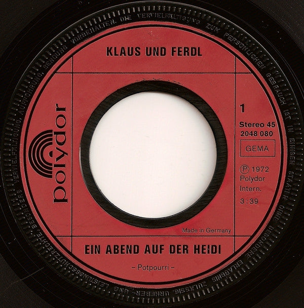 Klaus Und Ferdl : Ein Abend Auf Der Heidi (7", Single)