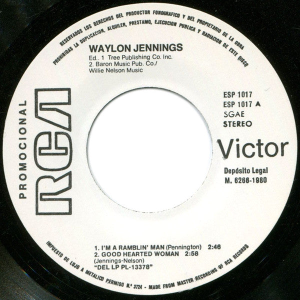 Waylon Jennings : Greatest Hits = Grandes Exitos (7", EP, Promo)