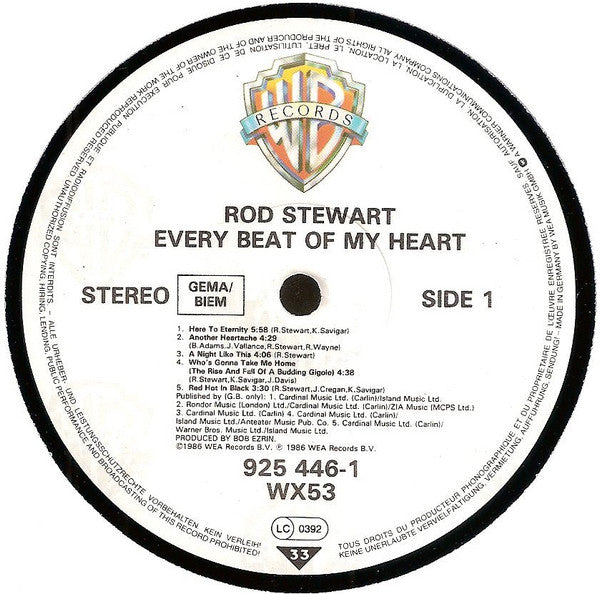 Rod Stewart : Every Beat Of My Heart (LP, Album, RSA)