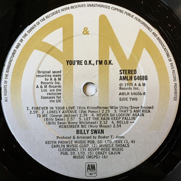 Billy Swan : You're Ok, I'm Ok (LP, Album)