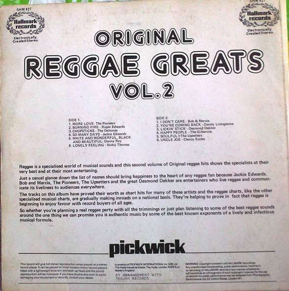 Various : Original Reggae Greats - Vol. 2 (LP, Comp)