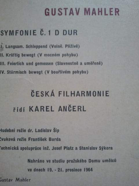 Gustav Mahler : Symfonie Č.1. (LP, Album, Club)