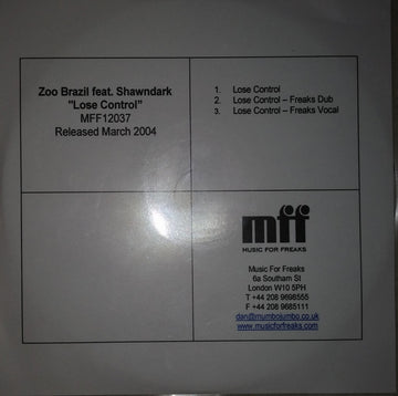 Zoo Brazil Feat. Shawndark : Lose Control (CD, Promo)