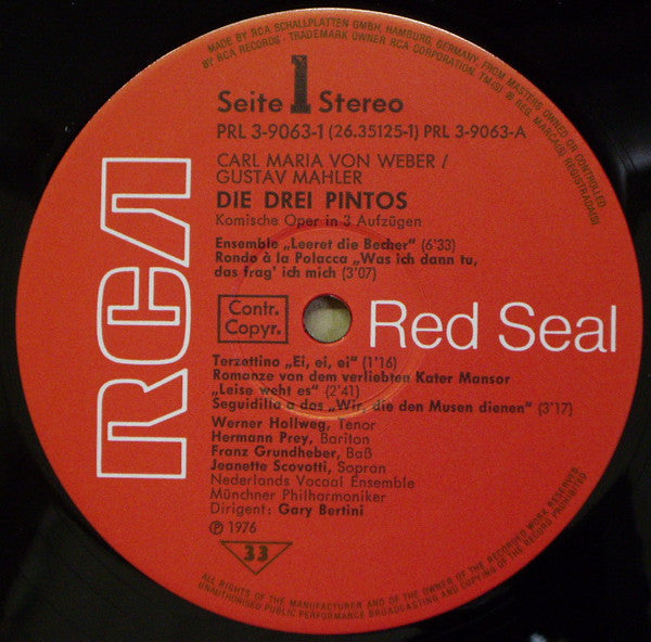 Carl Maria von Weber •  Gustav Mahler, Lucia Popp, Werner Hollweg, Hermann Prey •  Kurt Moll, Münchner Philharmoniker, Gary Bertini : Die Drei Pintos (3xLP + Box)