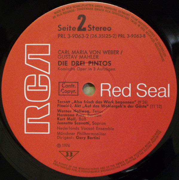 Carl Maria von Weber •  Gustav Mahler, Lucia Popp, Werner Hollweg, Hermann Prey •  Kurt Moll, Münchner Philharmoniker, Gary Bertini : Die Drei Pintos (3xLP + Box)