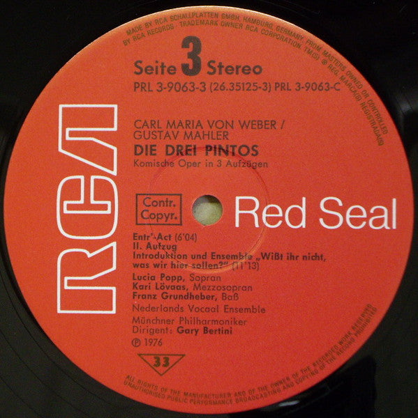 Carl Maria von Weber •  Gustav Mahler, Lucia Popp, Werner Hollweg, Hermann Prey •  Kurt Moll, Münchner Philharmoniker, Gary Bertini : Die Drei Pintos (3xLP + Box)