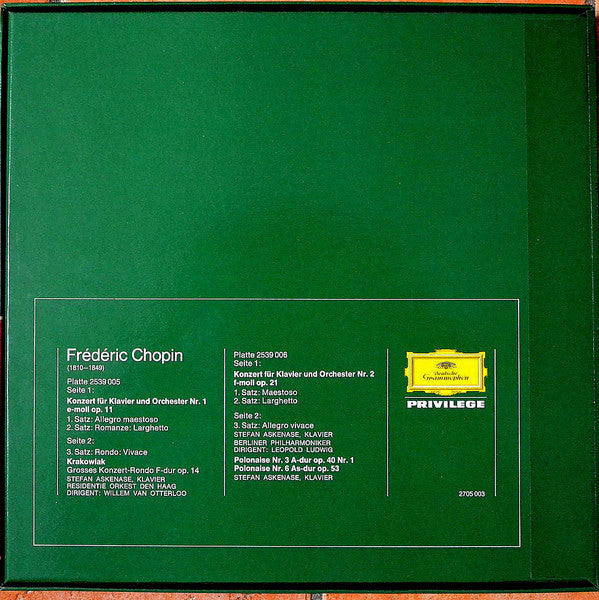 Frédéric Chopin - Stefan Askenase : Klavierkonzerte Nrs. 1 & 2, Krakowiak, Polonaises Nrs. 3 & 6 (2xLP, Comp, RE + Box)