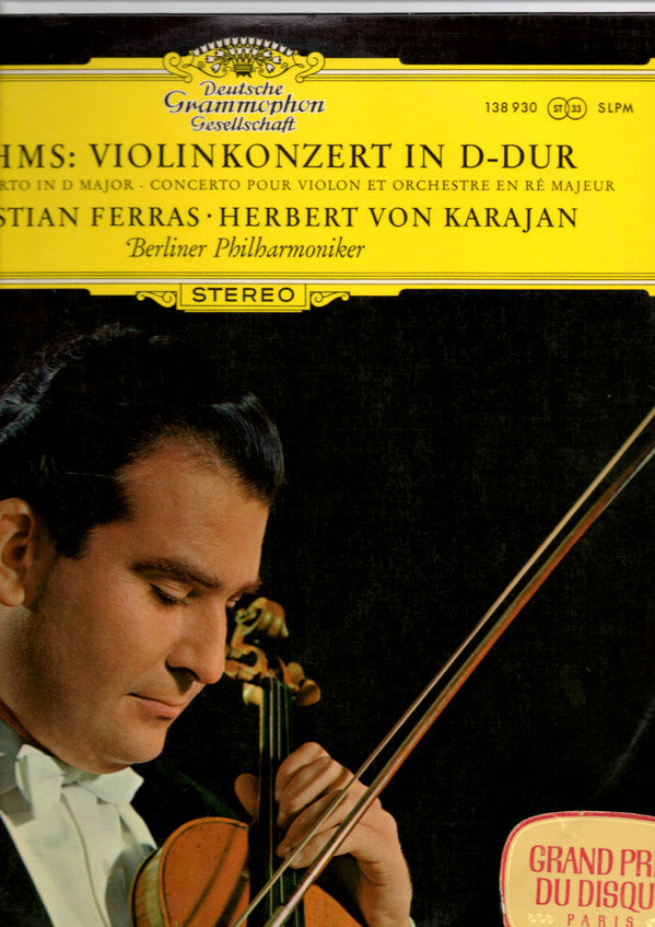 Johannes Brahms - Christian Ferras, Berliner Philharmoniker, Herbert Von Karajan : Violinkonzert In D-Dur (LP, Bla)