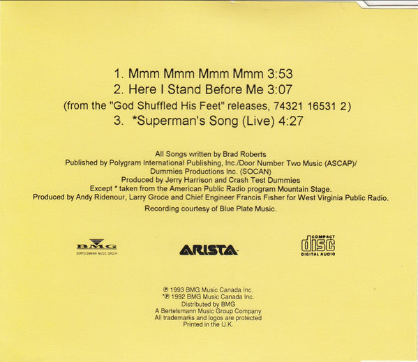 Crash Test Dummies : Mmm Mmm Mmm Mmm (CD, Maxi)