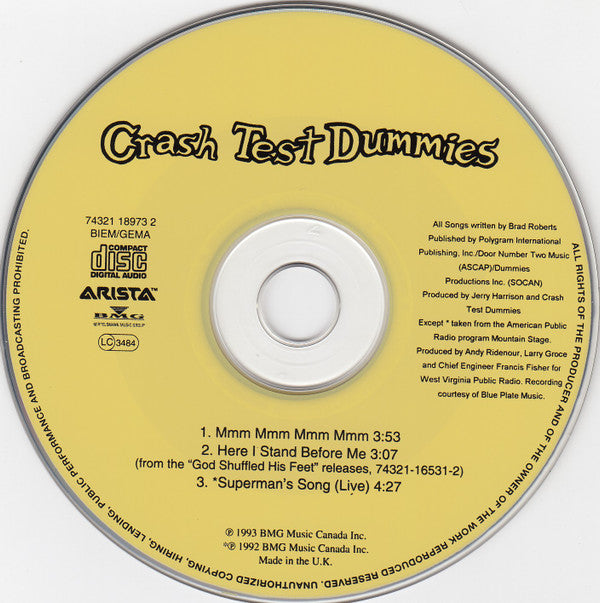 Crash Test Dummies : Mmm Mmm Mmm Mmm (CD, Maxi)