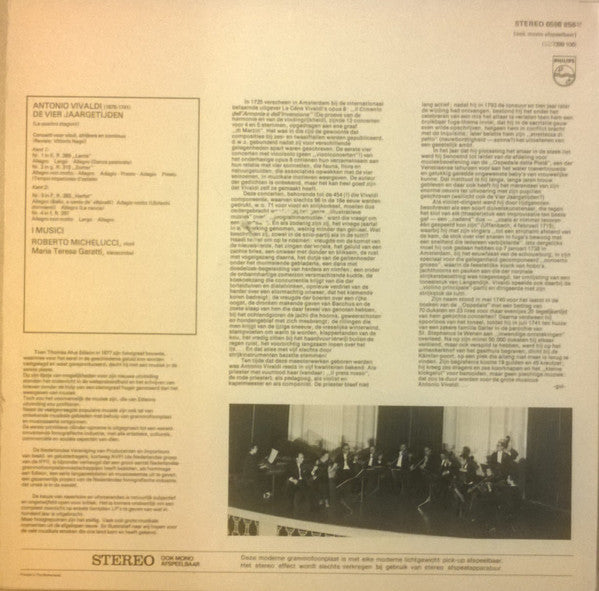 Antonio Vivaldi, I Musici, Roberto Michelucci : De Vier Jaargetijden = Le Quattro Stagioni (LP)