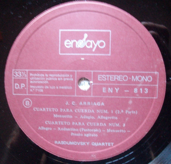 Juan Crisóstomo de Arriaga / Rasoumovsky Quartet : Sus Tres Cuartetos (LP, Album)