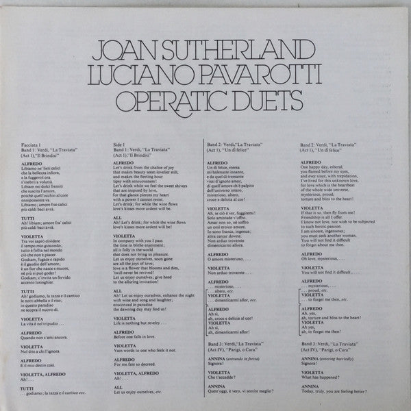 Joan Sutherland, Luciano Pavarotti, National Philharmonic Orchestra, Richard Bonynge : Operatic Duets (LP, Album)