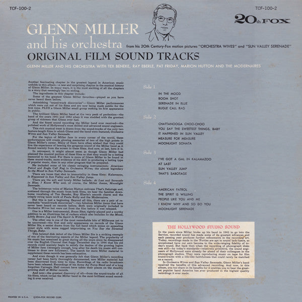 Glenn Miller And His Orchestra : Original Film Sound Tracks (2xLP, Comp)