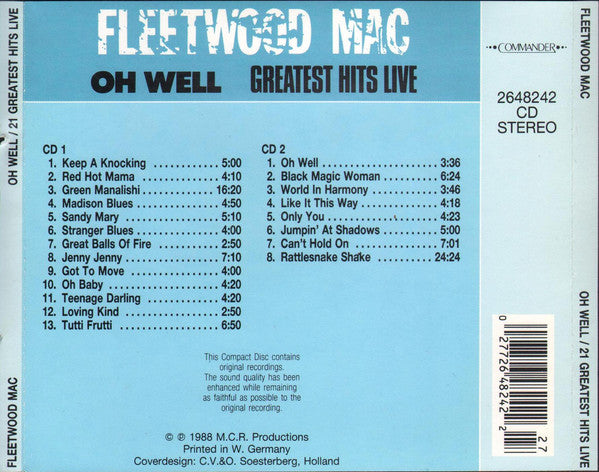 Fleetwood Mac : Oh Well (Greatest Hits Live) (2xCD, Comp)