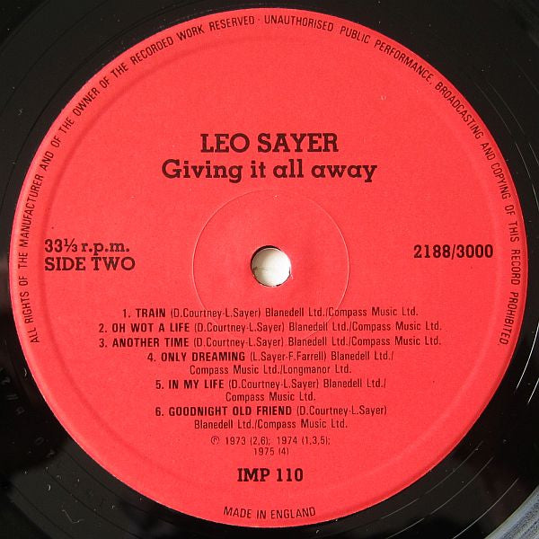 Leo Sayer : Giving It All Away (LP, Comp)