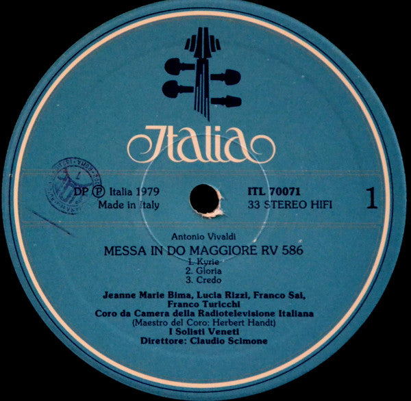 Antonio Vivaldi, Claudio Scimone : Messa In Do Maggiore RV 586; Credo In Mi Minore RV 591 (LP)