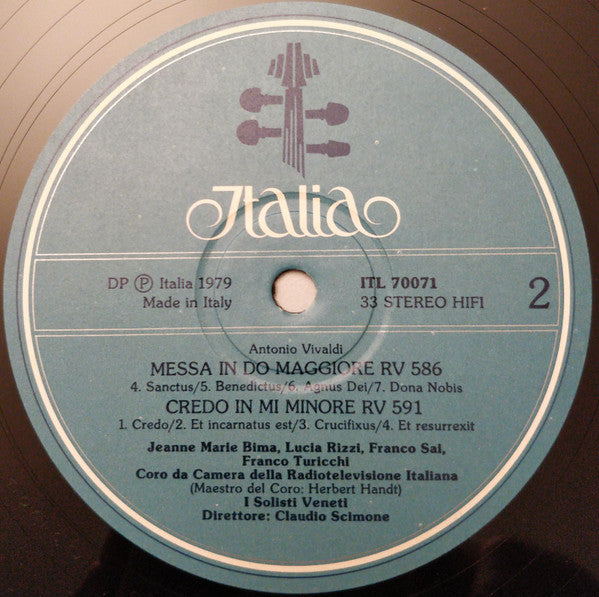 Antonio Vivaldi, Claudio Scimone : Messa In Do Maggiore RV 586; Credo In Mi Minore RV 591 (LP)