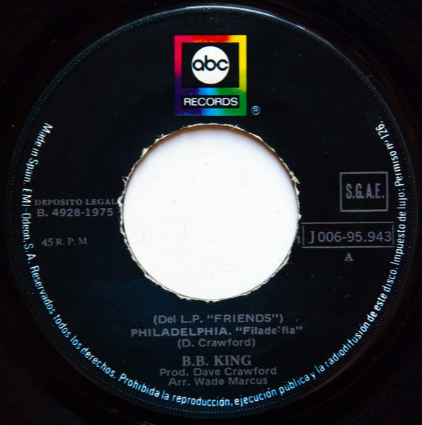 B.B. King : Philadelphia (7", Single)