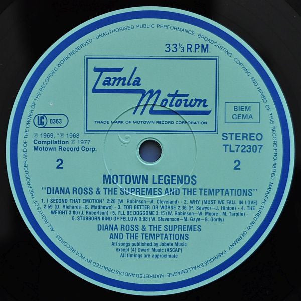 The Supremes & The Temptations : Motown Legends (LP, Comp)