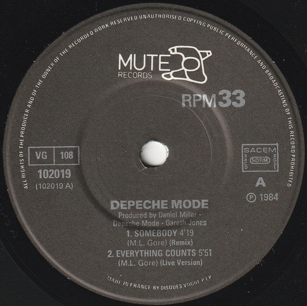 Depeche Mode : Blasphemous Rumours / Somebody (7", EP)