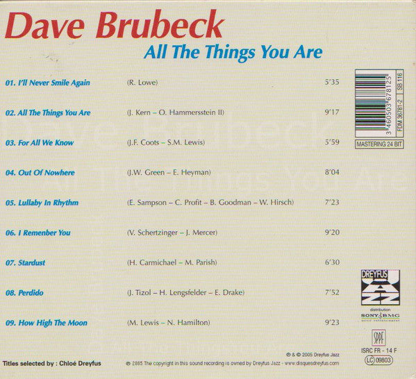 Dave Brubeck : All The Things You Are (CD, Comp, RM)