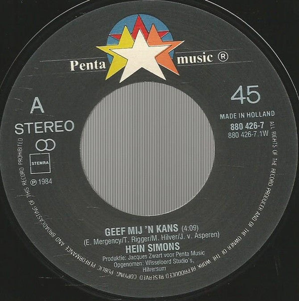Heintje : Geef Me 'N Kans / Vom Winde Verweht (7", Single)