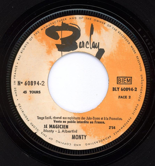 Monty (6) : Pour La Vie / Le Magicien (7", Single, Promo, Juk)