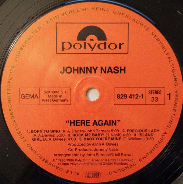 Johnny Nash : Here Again (LP, Album)