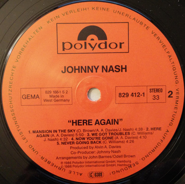 Johnny Nash : Here Again (LP, Album)