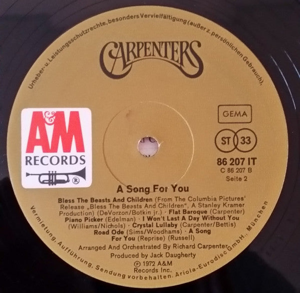 Carpenters : A Song For You (LP, Album)