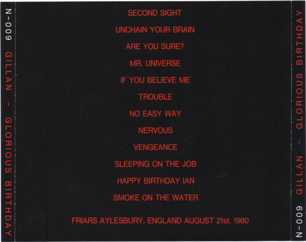 Gillan : Glorious Birthday (CD, Unofficial)