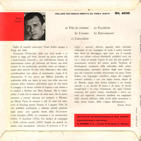 Franz Kafka, Paolo Ferrari (4) : Novelle (7", EP)