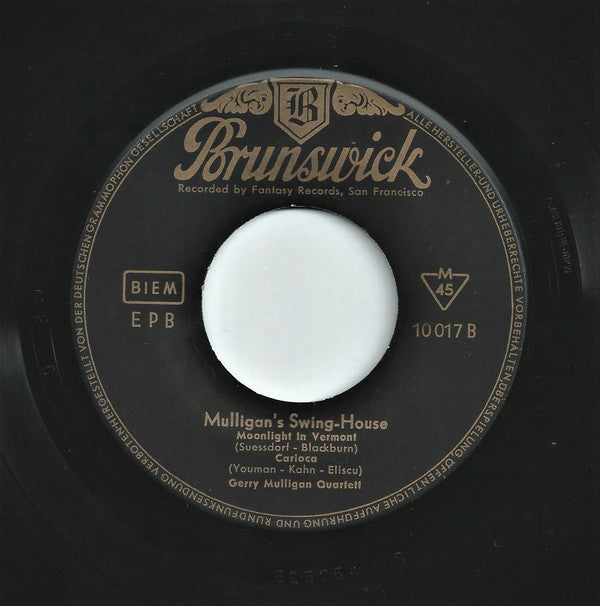 Gerry Mulligan Quartet : Gerry Mulligan´s Swing House (7", EP, Mono)