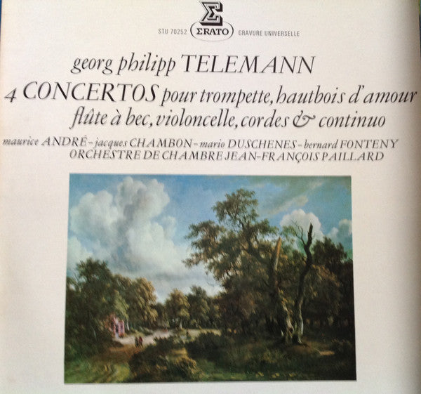 Georg Philipp Telemann - Orchestre De Chambre Jean-François Paillard, Jean-François Paillard : 4 Concertos pour trompette, hautbois d'amour, flûte à bec, violoncelle, cordes & continuo (LP)