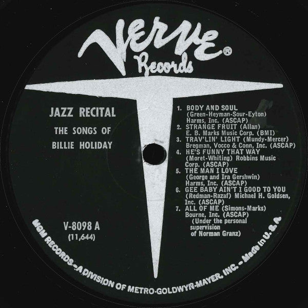 Billie Holiday / Ralph Burns : Jazz Recital (LP, Mono, RE)