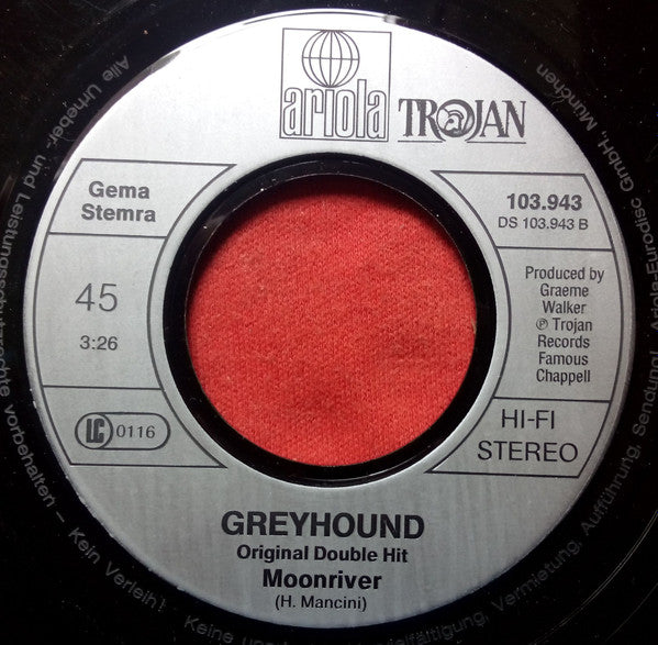 Greyhound (4) : Black And White / Moonriver (7", Single)