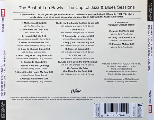 Lou Rawls : The Best Of Lou Rawls (The Capitol Jazz & Blues Sessions) (CD, Comp)