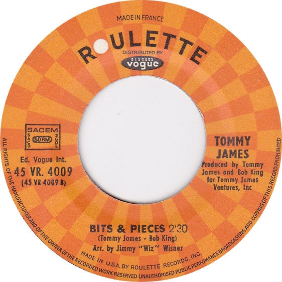 Tommy James : Draggin' The Line (7", Single)