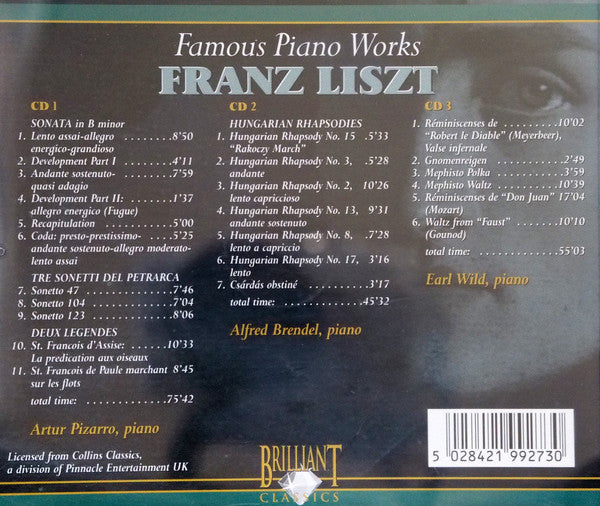 Franz Liszt : Famous Piano Works Franz Liszt (3xCD, Comp)