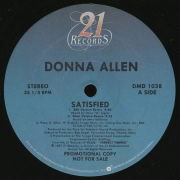 Donna Allen : Satisfied (12", Promo)